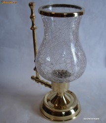 Superba lampa sticla si bronz, pentru lumanare