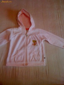 Bluzon superb fetite din catifea roz cu gluga firma My Little Bear - 80 cm foto