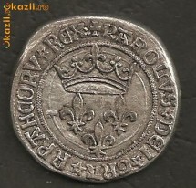 Brosa moneda medievala-CAROLUS REX FRANCORUM-copie foto