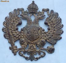 Stema metalica a Austro - Ungariei , aurita , din perioada austriaca a Bucovinei