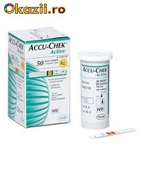 Teste de glicemie Accu-chek active + GRATUIT 50 ACE pt intepat (accu-check active)