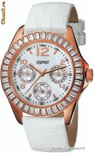 Ceas dama deosebit ESPRIT ARTIC CHILL ES101732006 nou cu eticheta in cutie cu manual, CUREA PIELE - IN STOC foto