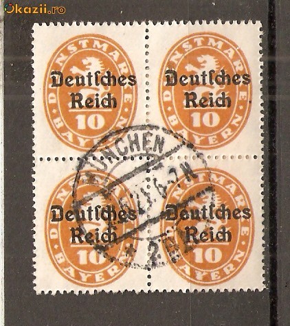 Timbre Germania Reich 1920  Bloc de 4  Bavaria foto mare