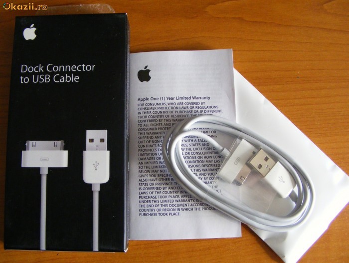Cablu USB Original Apple iPhone 2G, 3G, 3GS - MA591G/A foto mare Cablu USB Original Apple iPhone 2G, 3G, 3GS - MA591G/A foto mare