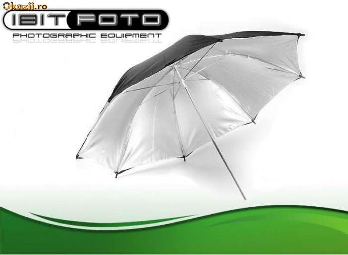 Umbrela reflexie Argintiu / Negru cu diametru 83cm Studio Umbrela Silver / Black 83 cm foto mare