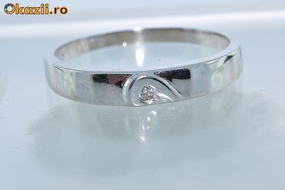 verigheta din aur alb 14K cu diamant natural 0,02 CT deosebita foto mare