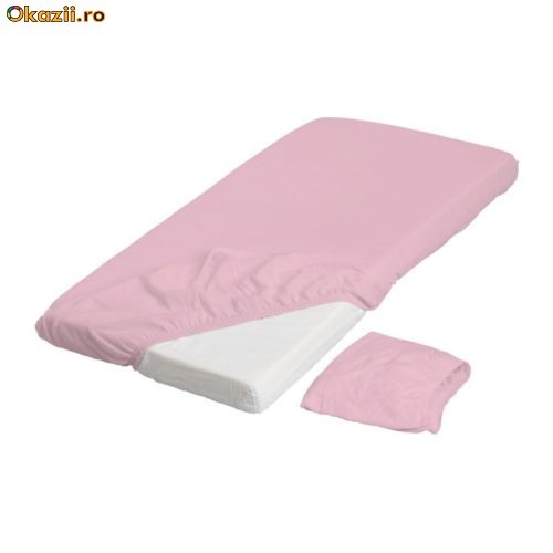 IKEA - LEN cearceaf prot saltea patut 60x120 roz bleu alb 2buc + MULTE ALTE PRODUSE IKEA ORIGINALE foto mare