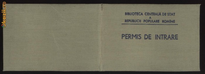 Biblioteca Centrala de Stat , Permis de intrare , 1959 foto mare