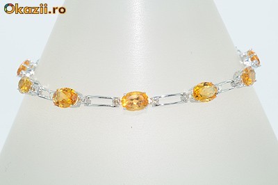 bratara aur alb14K citrine si diamante naturale 9,31CT superba foto mare