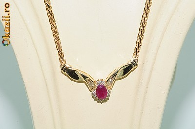 superb colier aur galben 14K cu rubin si diamante naturale 8,4gr foto mare