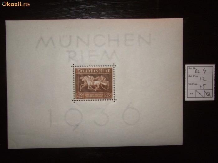 Germania Reich , Mi Bl 4 , nr 621 , Cal II , MNH/** foto mare