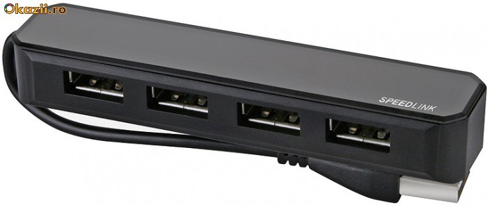 Accesorii PC - Hub USB cu 4 port-uri, SL-7415-SBK, SPEEDLINK, nou, garantie foto mare