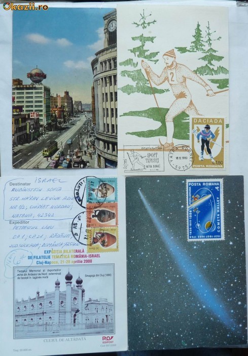 4 Cp , 2 circulate ; Tokyo - Galati ; Israel , Daciada , cometa Halley foto mare