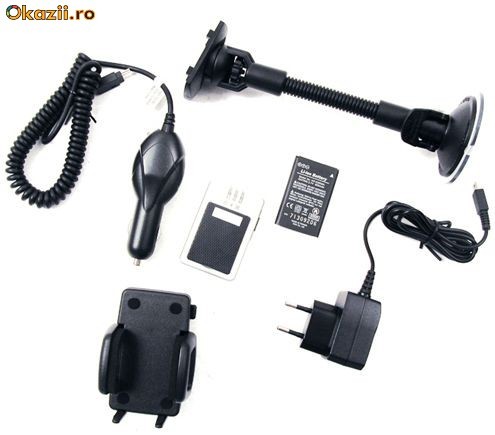 Kit GPS Bluetooth + incarcator + acumulator + incaractor auto + suport (NOU) foto mare