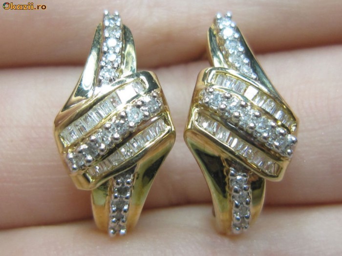 CERCEI AUR SI DIAMANTE- 0.50 CT foto mare