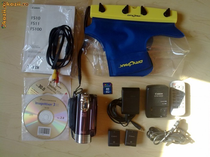 Canon FS100 +doua baterii li-ion+doua incarcatoare+accesorii foto mare