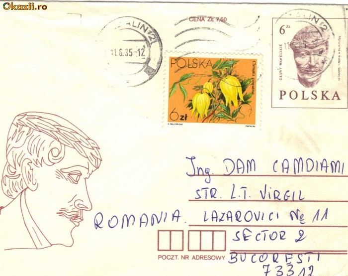 Intreg postal Polonia , circulat 1985 foto mare