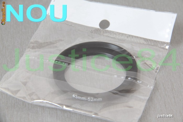 Step Up 43mm - 52mm Rezistent din Aluminiu pt obiectiv Foto - Video foto mare