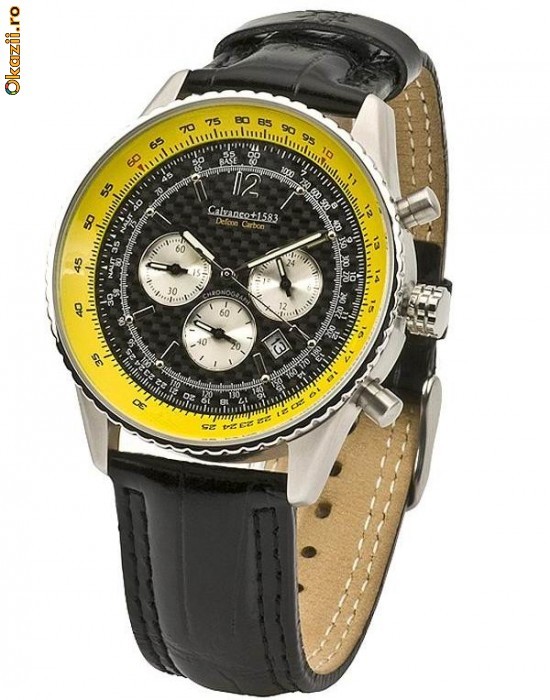 Ceas de lux Calvaneo 1583 Defcon Fiber CARBON Luxus Chronograph foto mare