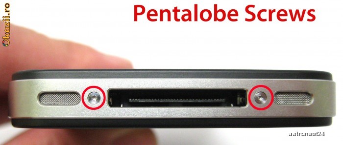 Set 2 Suruburi Originale   Pentalobe / Pentalob 5 colturi /  Iphone 4  Capac Carcasa Spate foto mare