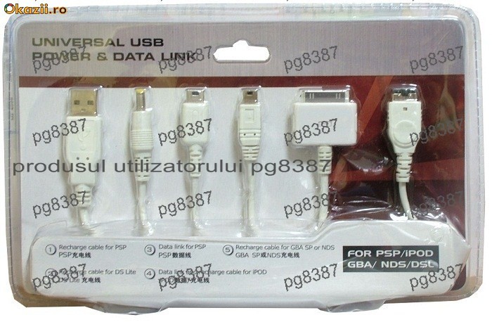 Set de cabluri USB ptr. PSP, IPOD, GBA, NDS, DSL-4880 foto mare