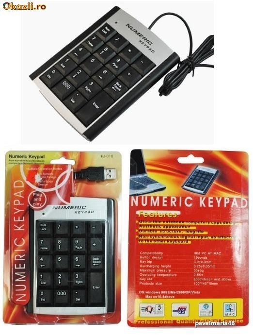 TASTATURA NUMERICA LAPTOP CONECTARE PE USB foto mare