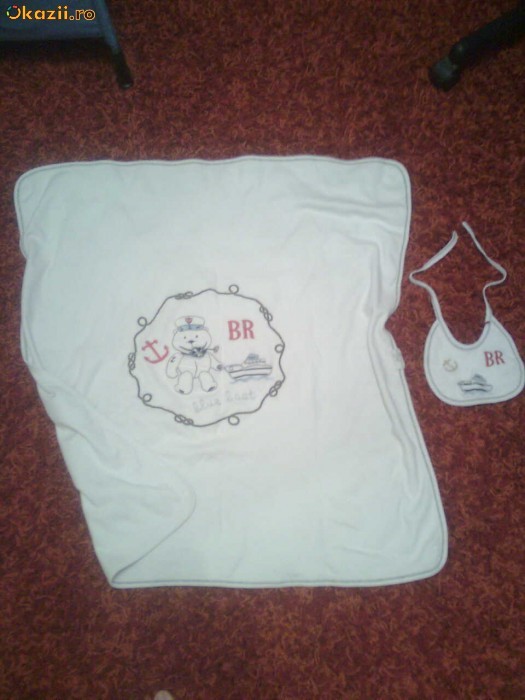 Set paturica bebe 100% bumbac + bavetica 100% bumbac - 3+1* GRATIS foto mare