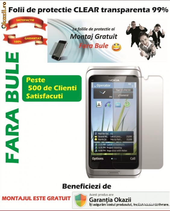 Folie de protectie Nokia E7 se asigura MONTAJ GRATUIT foto mare