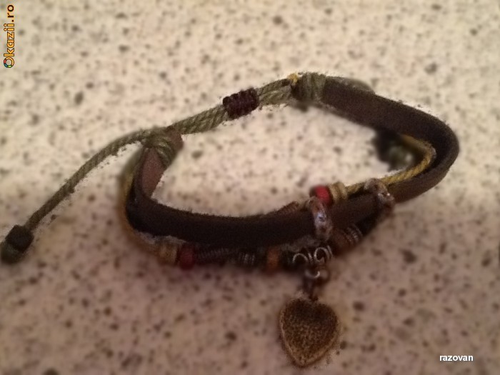 Bratara din Piele, Hand Made, African Tribal, Fashion, Pandantiv NOU !!! foto mare