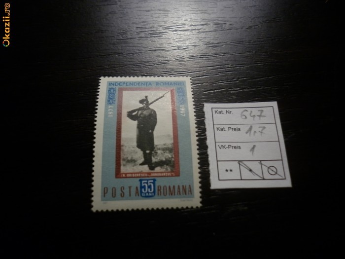 Romania LP 647 , 90 de ani de independenta 1967 , cal a II a , MNH/** foto mare