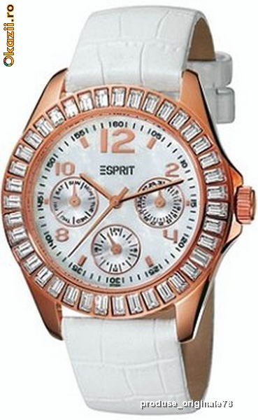 Ceas dama deosebit ESPRIT ARTIC CHILL ES101732006 nou cu eticheta in cutie cu manual, CUREA PIELE - IN STOC foto mare