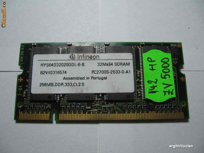 Memorie Infineon 256MB DDR 333 HYS64D32020GDL-6-B foto mare