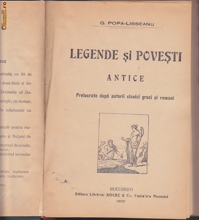 G. POPA-LISSEANU - LEGENDE SI POVESTI ANTICE ( 1926 ) foto mare
