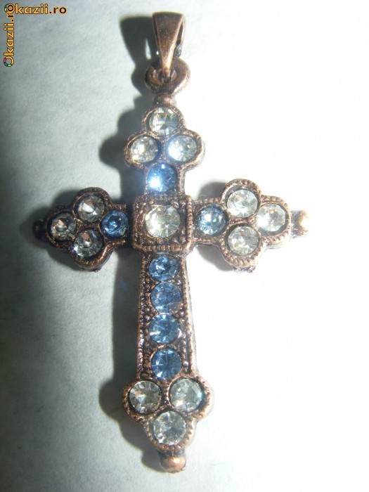 CRUCIFIX VECHI CU PIETRE fara LANT,pentru gat,SUPERB ,IMPECABIL