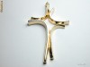 PANDANT PLACAT CU AUR GALBEN SI ALB DE 18 K - CRUCE