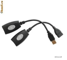 Prelungitor activ USB pe cablu UTP - pana la 50 metri foto