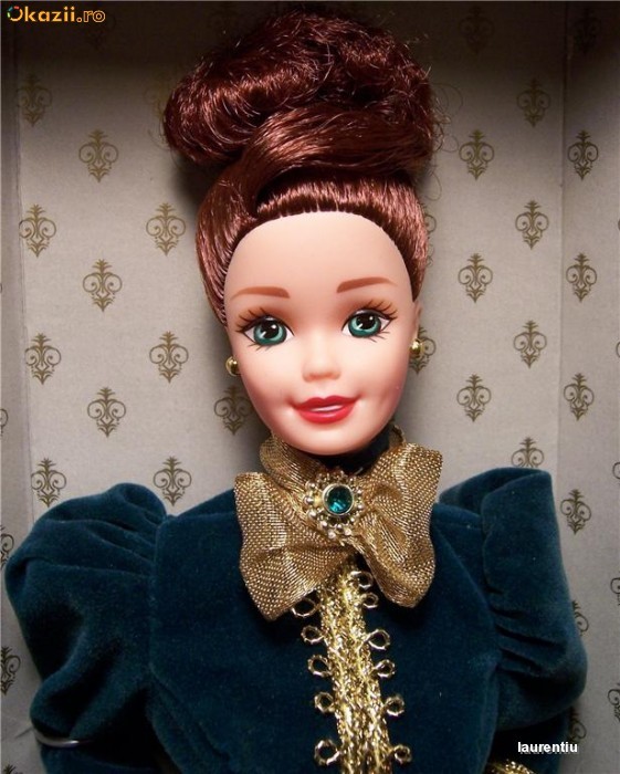 Yuletide Romance Barbie 1996, ed colectie Hallmark, cutie carte foto mare