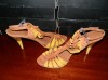 Pantofi de gala/Sandale piele pentru dame/dama/femei cu toc Gino Vaello, Camel, Nr. 39, 40, 41