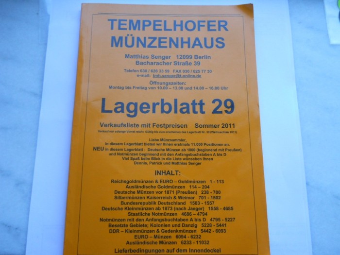 Germania-Catalog numismatic de vanzari Legerblatt 29 (11032 monede din toata lumea)-180 pagini foto mare Germania-Catalog numismatic de vanzari Legerblatt 29 (11032 monede din toata lumea)-180 pagini foto mare