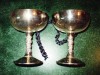 Set de 2 pahare sampanie placate cu argint - casa VALERO - decoratie deosebita, vintage