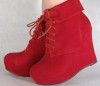 Botine rosii dama/femei cu platforma (cod HP138)
